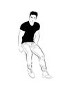 Vector illustration of a seated man. Figure men in casual wear.